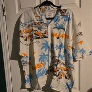 NWT Hollister McLaren Formula 1 Linen Blend Shirt Size XL